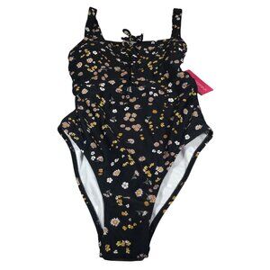 Xhilaration Juniors Size Small 0-2 Swimsuit One Piece Floral Black New With Tags